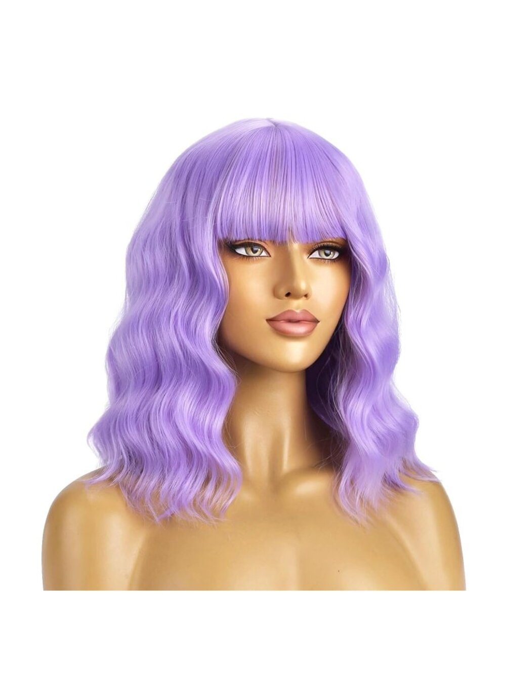 Women's Lavender Purple BERON 14 Inch Curly Wig for Short Wavy Party Synthetic